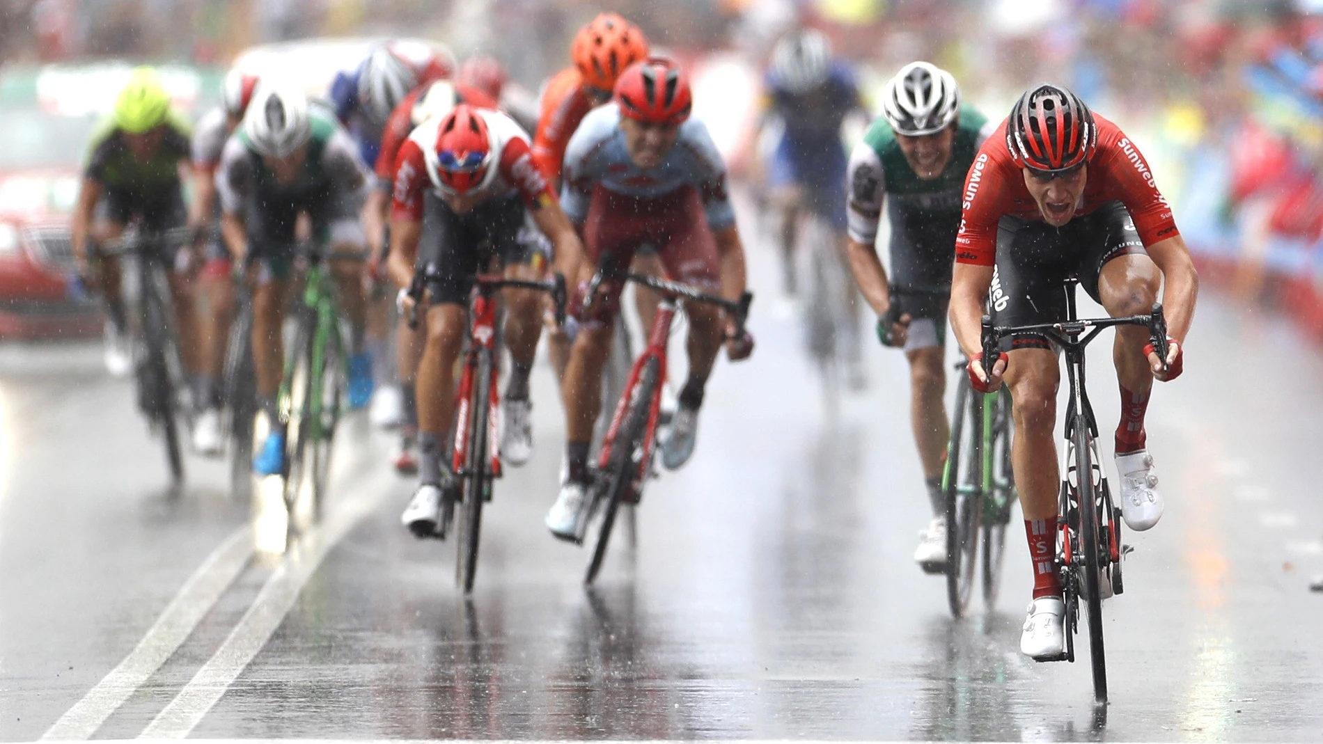 Foto finish de la octava etapa en La Vuelta a España 2019 Foto finish de la octava etapa en La Vuelta a España 2019