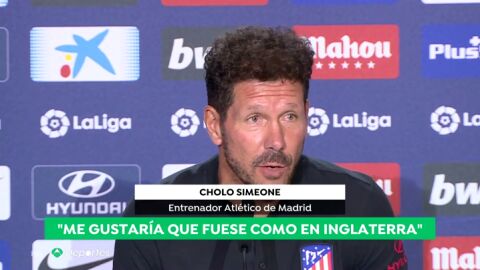 Simeone: "Me gustar&iacute;a que el mercado fuese como en Inglaterra para empezar todos con la plantilla de la temporada"