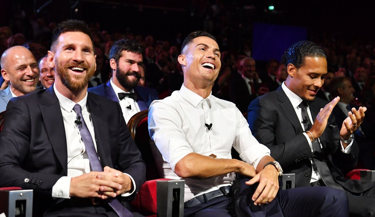 Messi, Cristiano y Van Dijk, en la gala de la UEFA Messi, Cristiano y Van Dijk, en la gala de la UEFA
