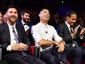 Messi, Cristiano y Van Dijk, en la gala de la UEFA