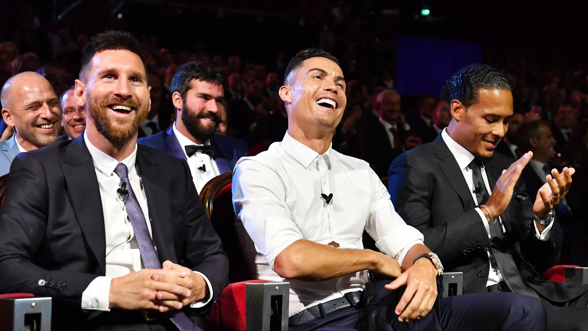 Messi, Cristiano y Van Dijk, en la gala de la UEFA Messi, Cristiano y Van Dijk, en la gala de la UEFA