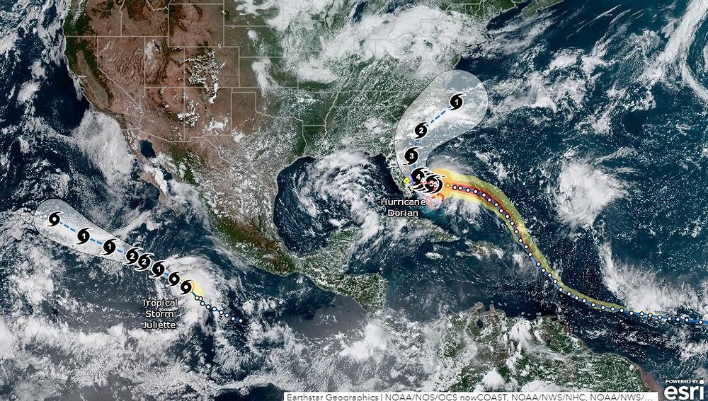 Imagen que muestra la trayectoria del huracán Dorian