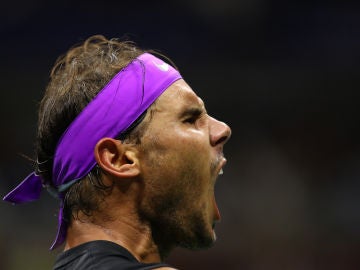 Rafa Nadal celebra un punto contra Cilic