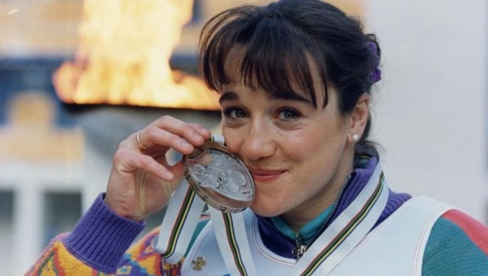 Blanca Fernández Ochoa con la medalla en Albertville'92