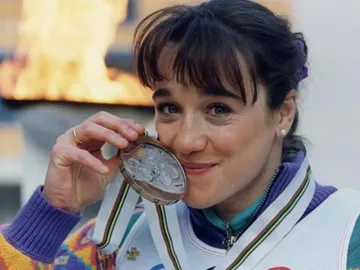 Blanca Fernández Ochoa con la medalla en Albertville'92 Blanca Fernández Ochoa con la medalla en Albertville'92