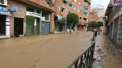 Vista de la zona de Arganda, anegada por la intensa lluvia caíd Vista de la zona de Arganda, anegada por la intensa lluvia caíd