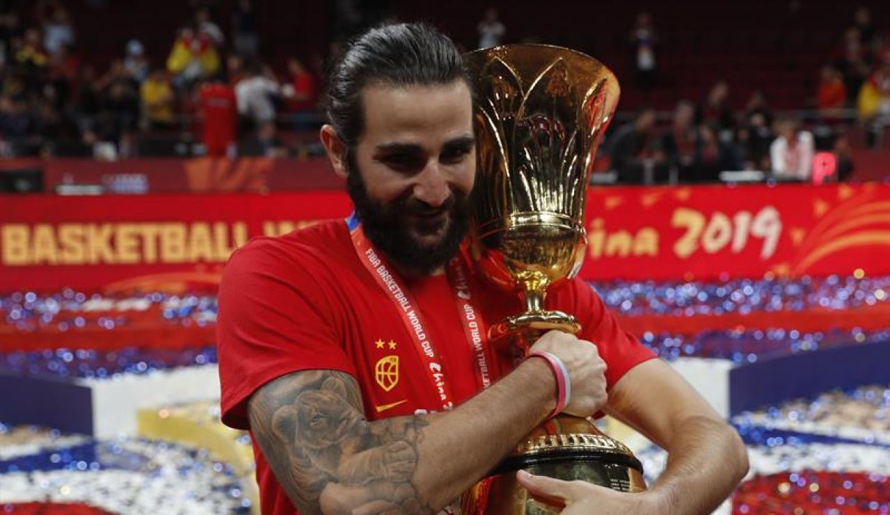 Ricky Rubio en la celebración del Mundial Ricky Rubio en la celebración del Mundial