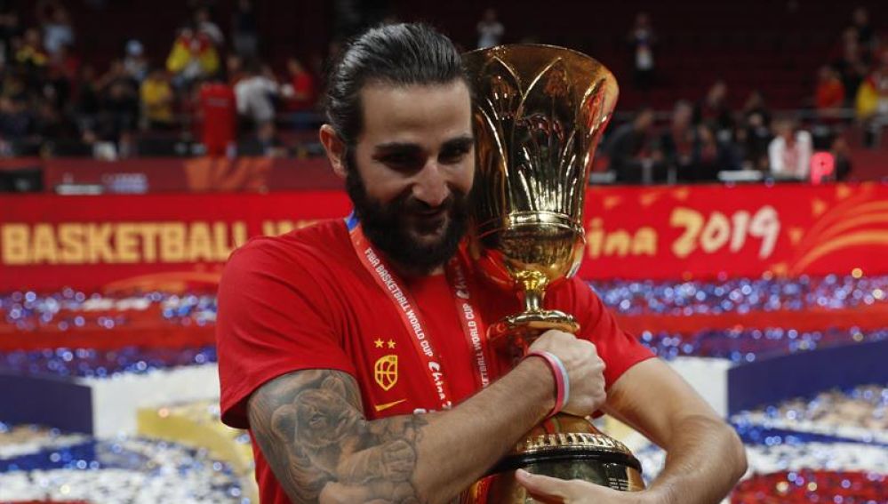 Ricky Rubio en la celebración del Mundial