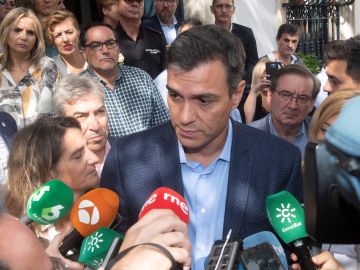 El presidente del Gobierno en funciones, Pedro Sánchez, hace declaraciones ante los medios
