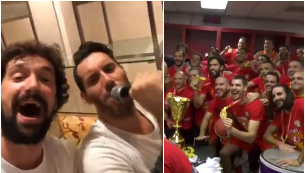 La fiesta de la selección española de baloncesto