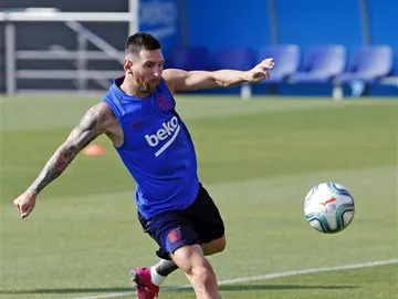 Messi, durante el entrenamiento del Barça Messi, durante el entrenamiento del Barça