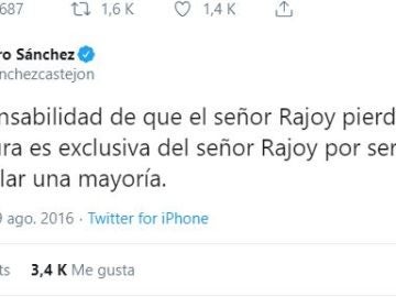 Tuit de Pedro Sánchez