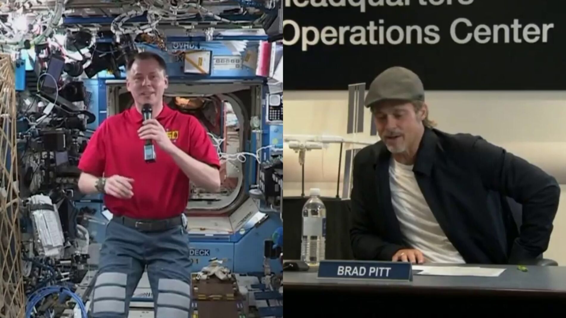 El astronauta junto a Brad Pitt