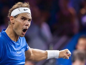 Nadal durante el partido ante Raonic