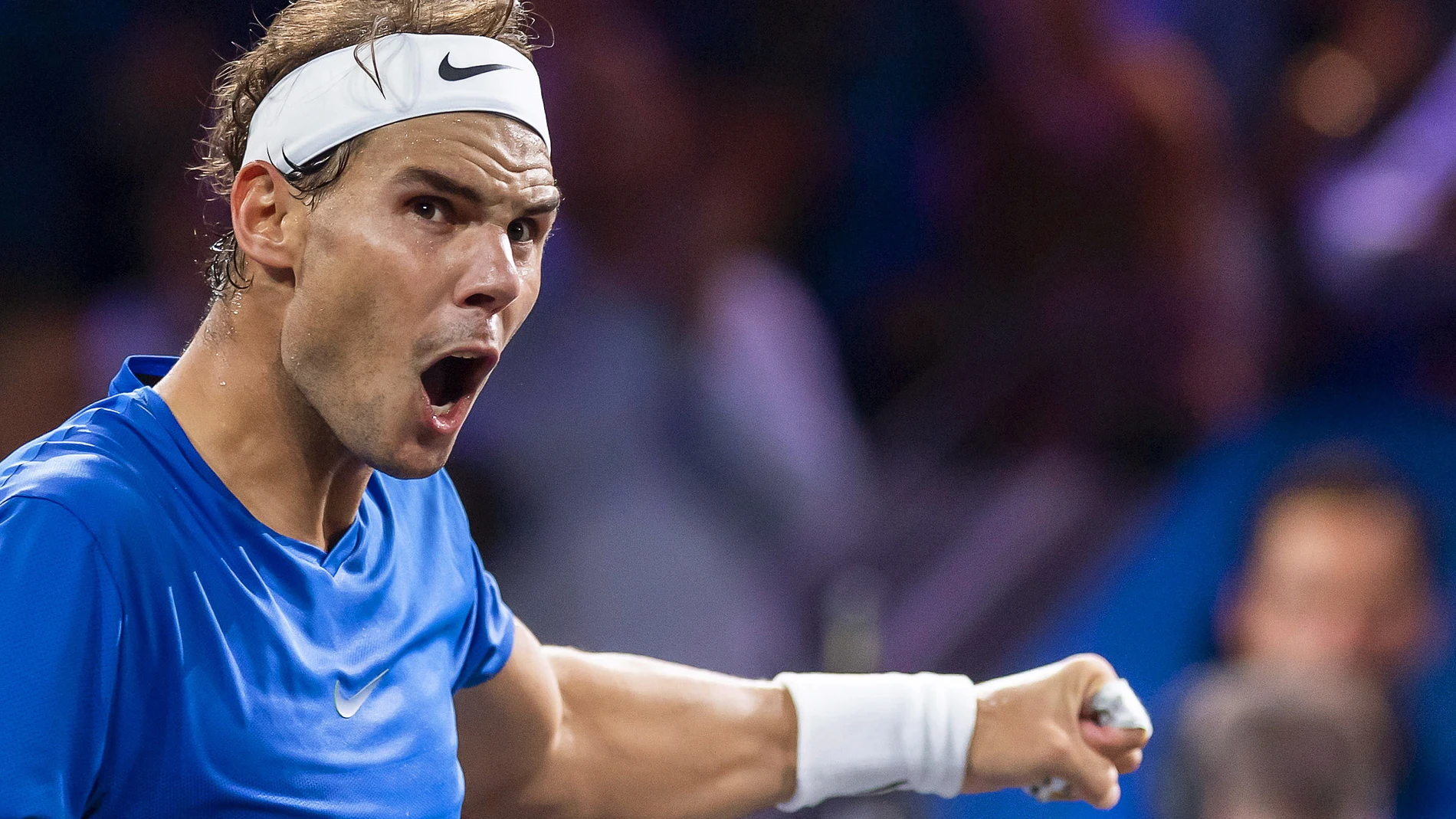 Nadal durante el partido ante Raonic Nadal durante el partido ante Raonic