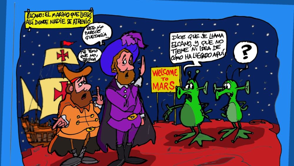 La vuelta al mundo de Juan Sebastián Elcano, , en la viñeta de Afredo Boto-Hervás