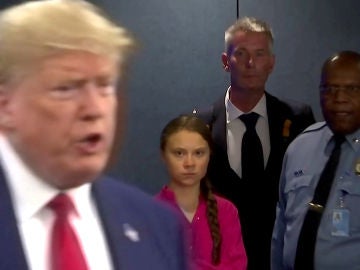 Greta Thunberg al ver pasar a Trump