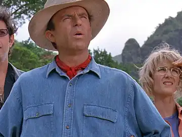 Jeff Goldblum, Sam Neill y Laura Dern en 'Parque Jurásico' Jeff Goldblum, Sam Neill y Laura Dern en 'Parque Jurásico'