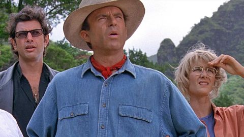Jeff Goldblum, Sam Neill y Laura Dern en 'Parque Jurásico'