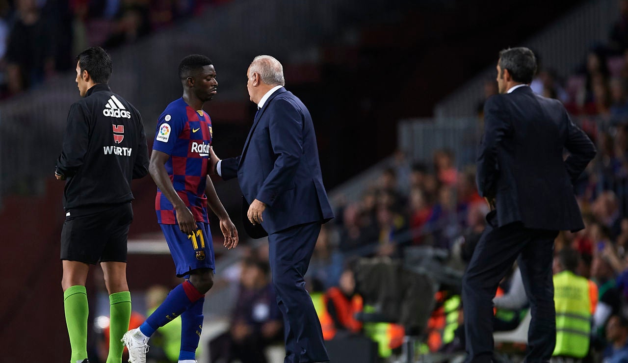 Dembelé se marcha tras su expulsión