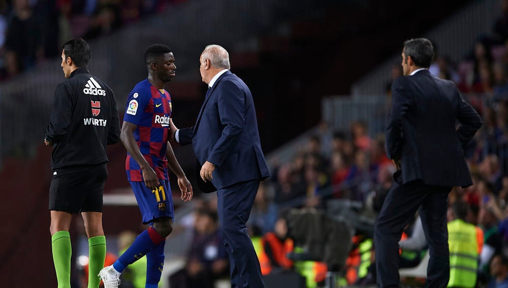 Dembelé se marcha tras su expulsión