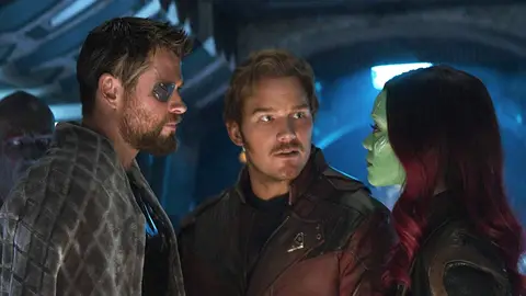 Thor, Star-Lord y Gamora en 'Vengadores: Infinity War' Thor, Star-Lord y Gamora en 'Vengadores: Infinity War'