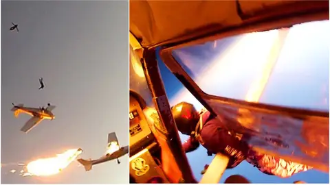 Dos avionetas chocan en el aire Dos avionetas chocan en el aire