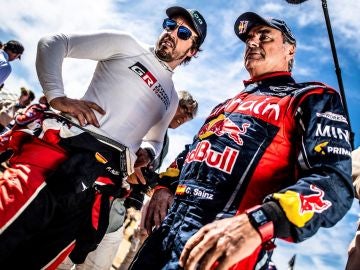 Fernando Alonso y Carlos Sainz, en el Rally de Marruecos