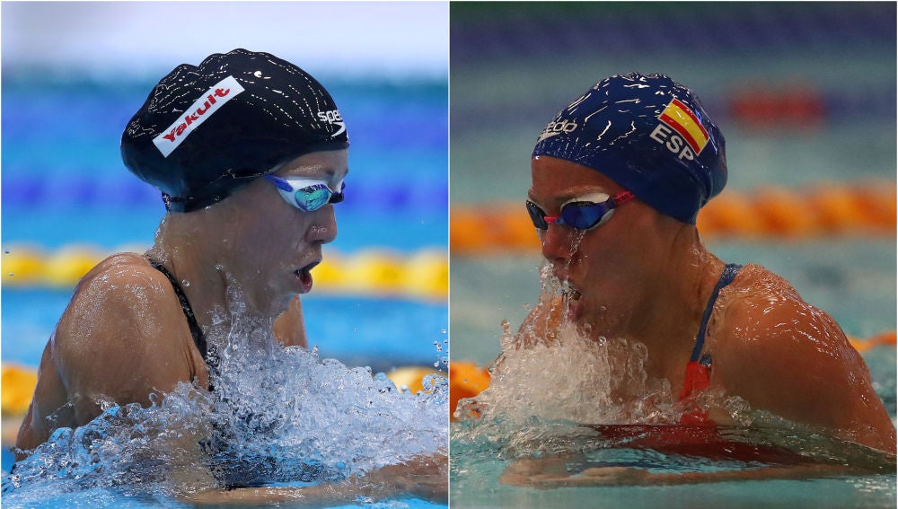 Jessica Vall y Marina García en la prueba de 200 metros braza