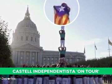 La gira americana llena de reinvidicaciones separatistas de los Castellers de Villafranca 
