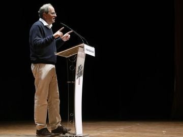  Torra durante su intervención en el acto de precampaña de Junts per Catalunya