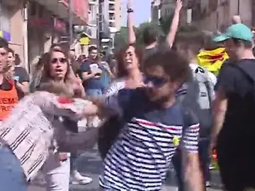 Agredida en Tarragona una señora que mostró una bandera española al paso de una manifestación contra la sentencia del 'procés' Agredida en Tarragona una señora que mostró una bandera española al paso de una manifestación contra la sentencia del 'procés'