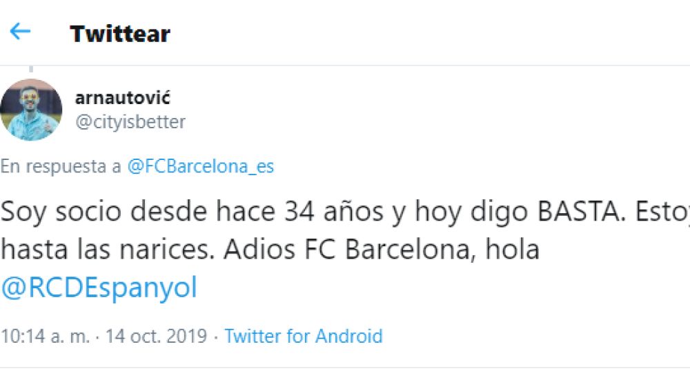 El mensaje de un socio al Barça