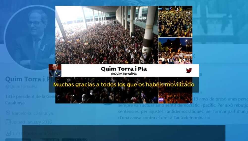 Quim Torra anima las protestas... y manda a los mossos a reprimirlas
