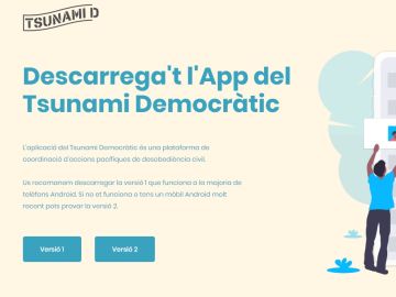 La página donde se puede descargar la aplicación de Tsunami Democràtic