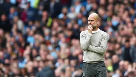 Pep Guardiola, durante un partido del Manchester City Pep Guardiola, durante un partido del Manchester City