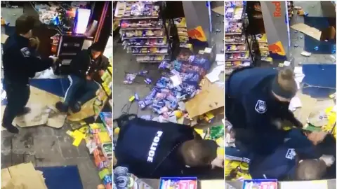 Malik McDowell durante su enfrentamiento con la policía Malik McDowell durante su enfrentamiento con la policía