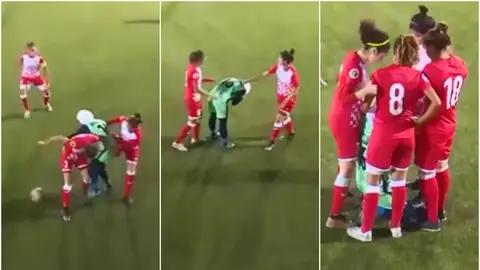 La jugadora pierde el velo en mitad del partido La jugadora pierde el velo en mitad del partido