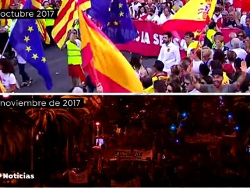 Mapa y recorrido de la manifestaciones y movilizaciones independentistas en Cataluña
