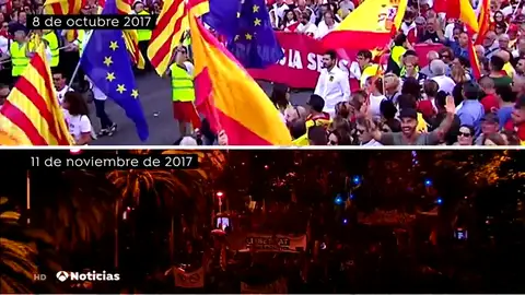 Mapa y recorrido de la manifestaciones y movilizaciones independentistas en Cataluña Mapa y recorrido de la manifestaciones y movilizaciones independentistas en Cataluña