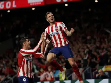 Saúl celebra su gol junto a Morata Saúl celebra su gol junto a Morata