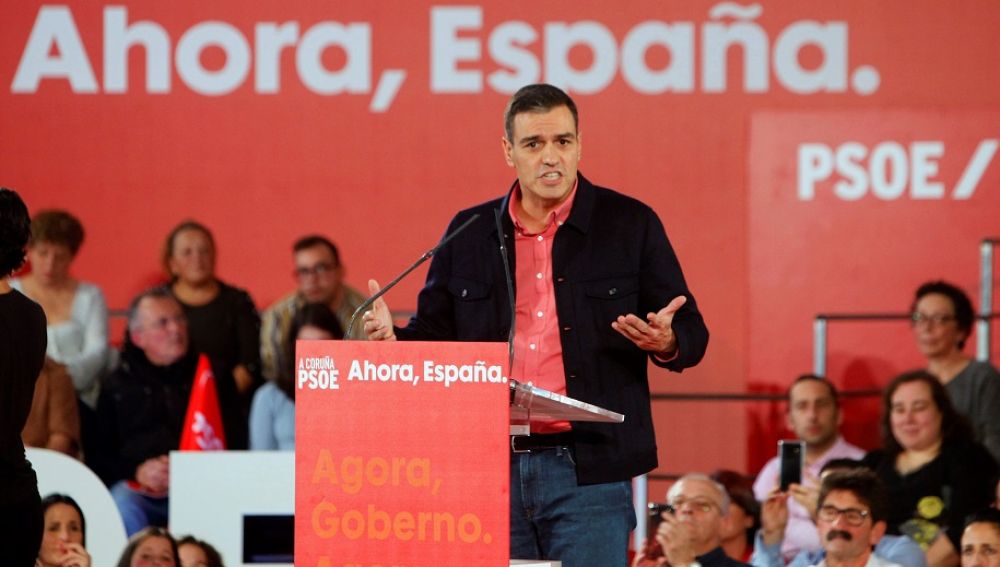Pedro Sánchez en un acto del PSOE en A Coruña
