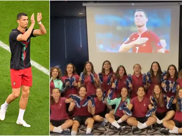 Cristiano regala un par de botas a cada jugadora Cristiano regala un par de botas a cada jugadora