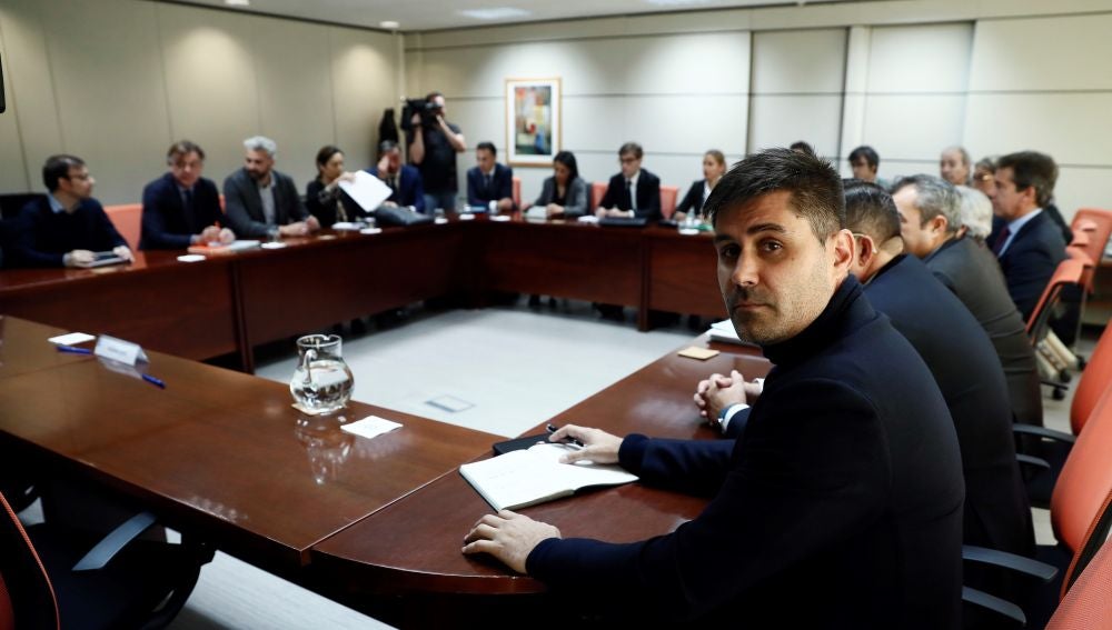 El presidente de la AFE, David Aganzo, en la reunión en Madrid