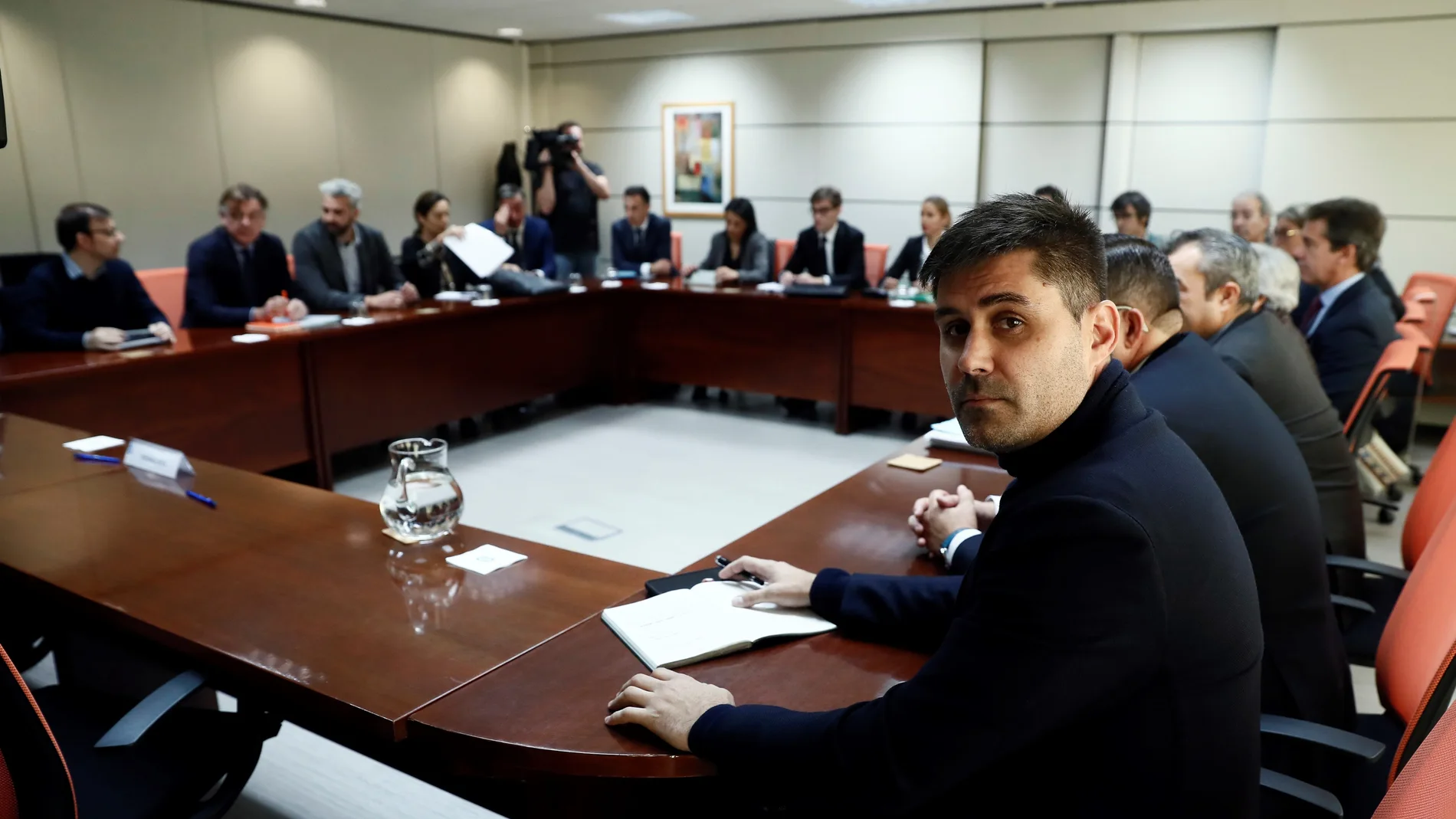 El presidente de la AFE, David Aganzo, en la reunión en Madrid El presidente de la AFE, David Aganzo, en la reunión en Madrid