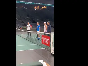 Rafa Nadal y Novak Djokovic durante los entrenamientos Rafa Nadal y Novak Djokovic durante los entrenamientos