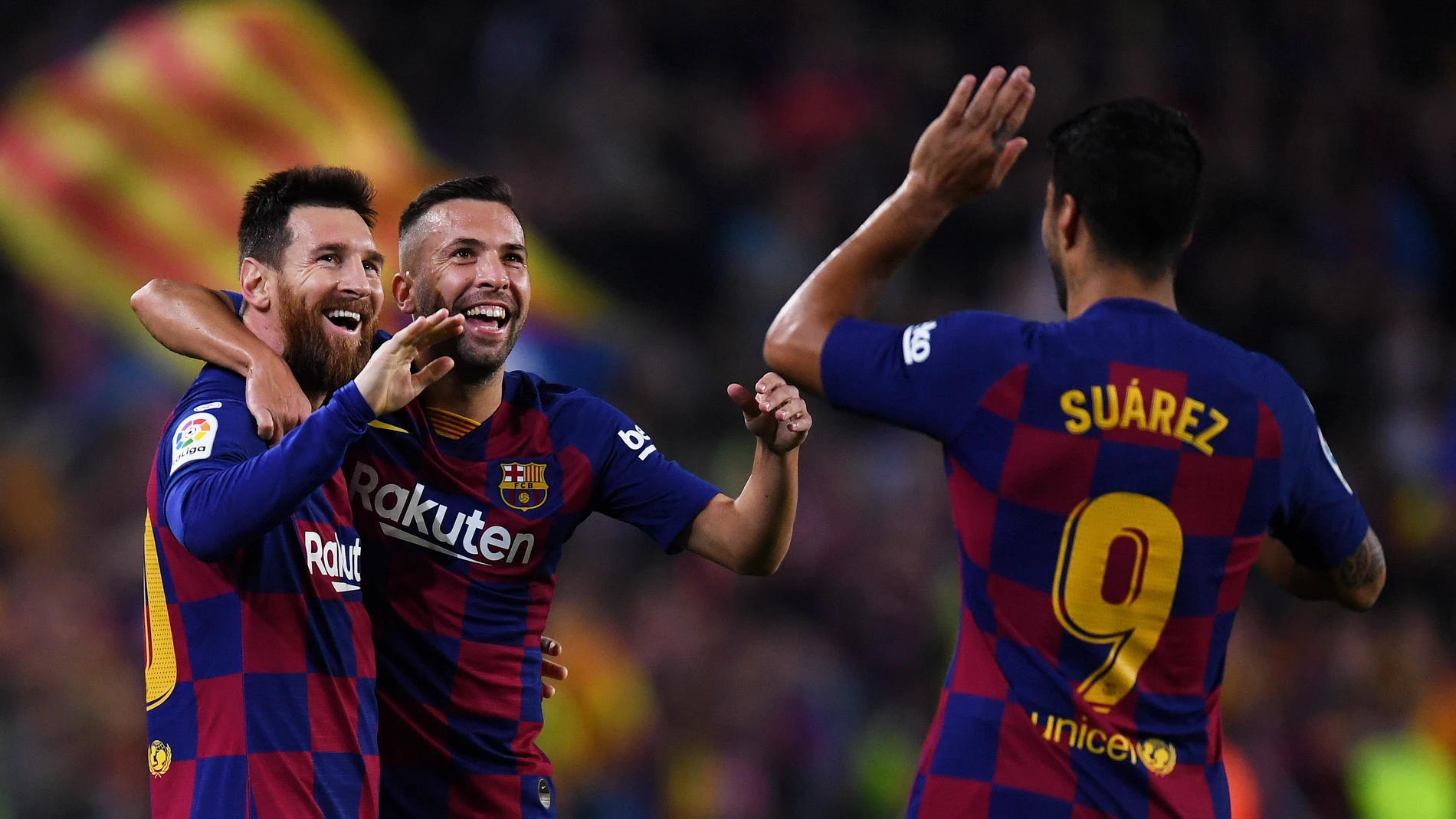 Messi, junto a Jordi Alba y Luis Suárez Messi, junto a Jordi Alba y Luis Suárez