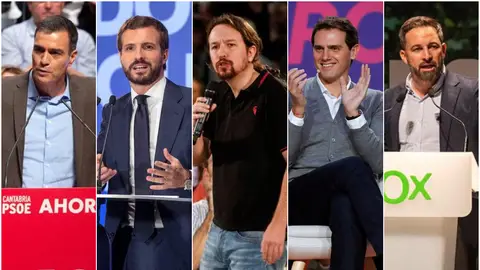 Sánchez, Casado, Iglesias, Rivera y Abascal Sánchez, Casado, Iglesias, Rivera y Abascal