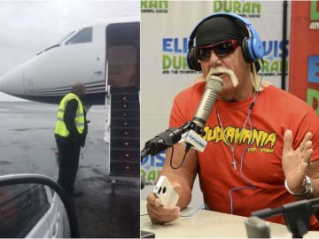 Hulk Hogan y su avión tras aterrizar de emergencia en Islandia