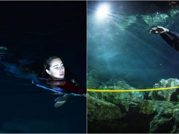 Sahika Ercumen durante su récord en la cueva Gilindire